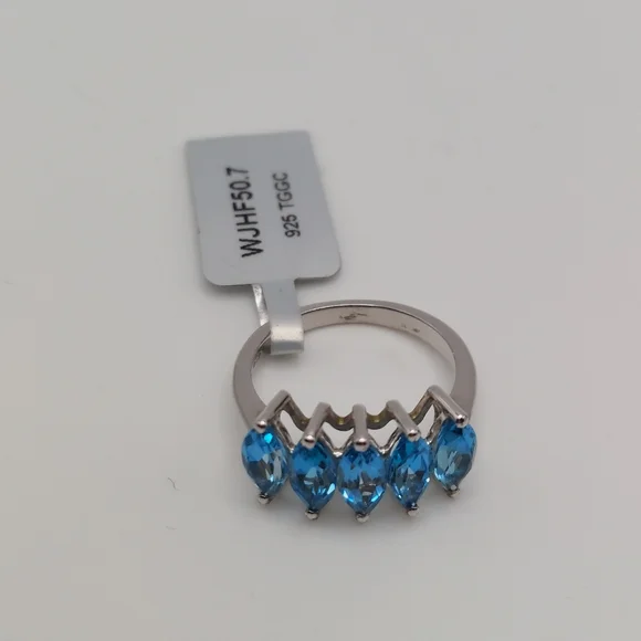 NWT 925 Swiss Blue Topaz sz7 Ring, Anabella Collection, has Cert Of Authenticity - Picture 4 of 16